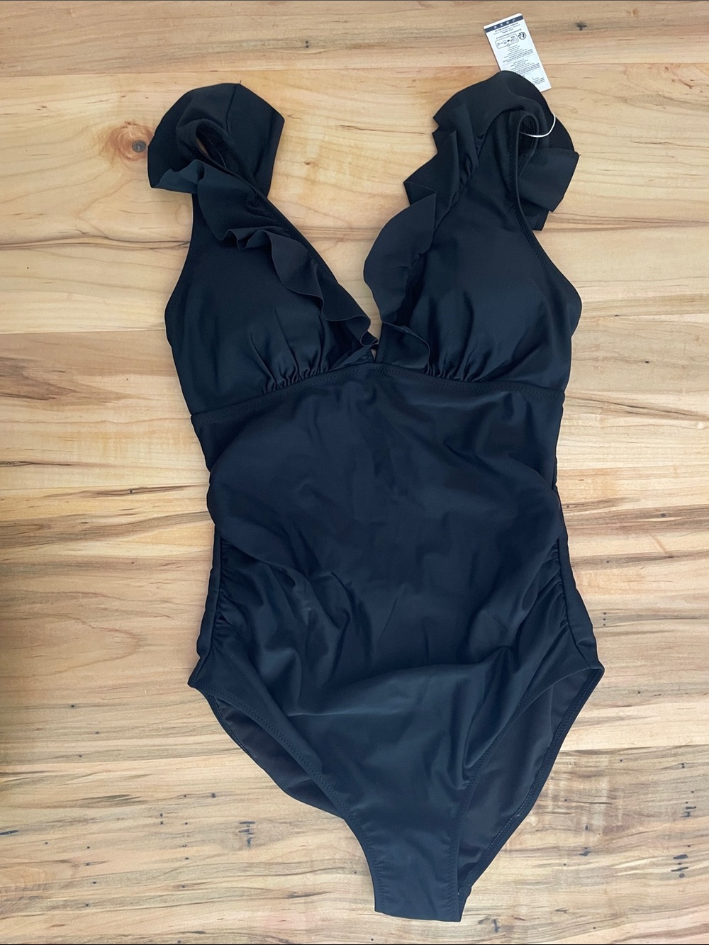 Ruffled One-Piece Swimsuit - Black